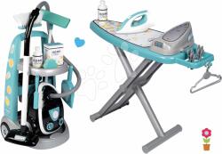 Smoby Set cărucior de curățenie cu aspirator elecronic Cleaning Trolley Vacuum Cleaner Smoby și masă de călcat cu fier de călcat (SM330316-1)