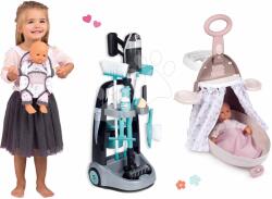 Smoby Set cărucior de curățenie și geantă înfășat Rowenta Trolley Smoby pe roți, cu o păpușă de 32 cm cu marsupiu și un aspirator electronic (SM330319-15)