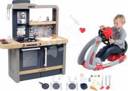 Smoby Set bucătărie electronică cu înălțime reglabilă Tefal Evolutive New Kitchen Smoby și simulator V8 Driver cu sunete și lumini (SM312308-3) Bucatarie copii
