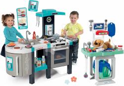 Smoby Set bucătărie electronică și cărucior veterinar Tefal French Touch Bubble Smoby cu sunete și câine drăgălaș (SM311206-47) Bucatarie copii