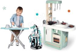 Smoby Set bucătărie cu sunete Cherry Kitchen Green Smoby și cărucior de curățenie cu aspirator și masă de călcat (SM310911-1) Bucatarie copii