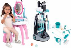 Smoby Set cărucior de curățenie și măsuță cosmetică Gabby Rowenta Trolley Smoby cu o oglindă rotativă, un scaun și un aspirator cu sunete (SM330319-10)