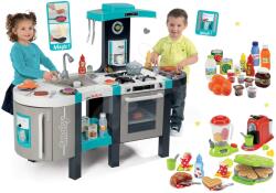 Smoby Set bucătărie electronică Tefal French Touch Bubble Smoby turcoaz cu barbotare magică și alimente şi aparat de vafe cu accesorii (SM311206-15) Bucatarie copii