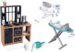 Smoby Set bucătărie modernă Loft Industrial Kitchen Smoby și aspirator electronic cu fier de călcat și set de curățenie (SM312600-32) Bucatarie copii