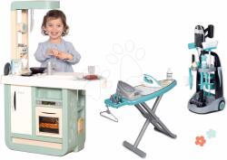 Smoby Set bucătărie și cărucior de curățenie Cherry Kitchen Smoby cu funcții electronice și aspirator cu masă de călcat și fier de călcat (SM310914-4) Bucatarie copii