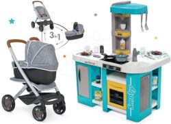 Smoby Set bucătărie de jucărie electronică Tefal Studio 360° XL Bubble Smoby și cărucior adânc și sport DeLuxe Maxi Cosi&Quinny (SM311045-6) Bucatarie copii