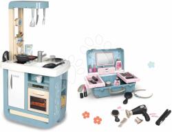 Smoby Set bucătărie și valiză cosmetică Bon Appetit Kitchen Smoby electronică cu sunete și uscător de păr cu accesorii de coafură (SM310824-5) Bucatarie copii