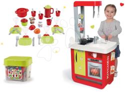 Smoby Set bucătărie electronică Bon Appetit Red&Green Smoby cu sunete şi set de prânz în caserolă (SM310810-2) Bucatarie copii