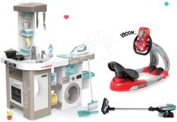 Smoby Set bucătărie electronică cu mașină de spălat și masă de călcat Tefal Cleaning Kitchen 360° Smoby și simulator electronic V8 Driver cu aspirator vertical (SM311050-21) Bucatarie copii