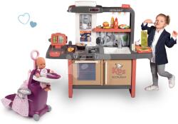 Smoby Set restaurant cu bucătărie electronică Kids Restaurant și valiză de înfășat Smoby cu pătuț și scăunel Baby Nurse (SM312304-3) Bucatarie copii