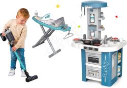 Smoby Set bucătărie cu echipament tehnic Tech Edition Smoby electronică și aspirator Rowenta cu aspirare reală și masă de călcat (SM311049-10) Bucatarie copii