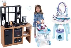 Smoby Set bucătărie modernă Loft Industrial Kitchen Smoby și măsuță cosmetică Frozen cu cărucior de servit (SM312600-23) Bucatarie copii