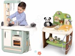 Smoby Set bucătărie și cabinet veterinar Cherry Kitchen Smoby cu funcții electronice și o pandă din pluș (SM310914-3) Bucatarie copii