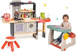 Smoby Set restaurant cu bucătărie electronică Chef Corner Restaurant Smoby și bancă pentru desenat cu tablă dublă magnetică (SM312303-12) Bucatarie copii