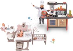 Smoby Set restaurant cu bucătărie electronică Kids Restaurant și căsuță pentru păpușă Smoby cu trei aripi și lampă de noapte (SM312304-10) Bucatarie copii