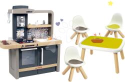 Smoby Set bucătărie electronică cu înălțime reglabilă Tefal Evolutive New Kitchen Smoby și masă pentru copii KidTable cu 3 scăunele (SM312308-24) Bucatarie copii