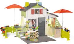 Smoby Căsuță cu cafenea bio Friends House DeLuxe Life Smoby modulară și bucătărie cu zonă de luat masa sub umbreluțe (SM810250-P) Casuta pentru copii