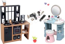 Smoby Set bucătărie modernă Loft Industrial Kitchen Smoby și măsuță cosmetică cu scăunel și uscător de păr (SM312600-18) Bucatarie copii