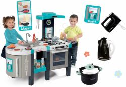 Smoby Set bucătărie de jucărie electronică Tefal French Touch Bubble Smoby turcoaz cu barbotare magică și set roboţi de bucătărie (SM311206-1) Bucatarie copii