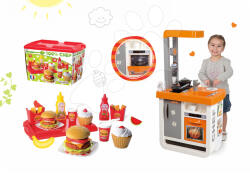 Smoby Set bucătărie de jucărie Bon Appétit Chef Smoby cu frigider şi aparat de cafea şi set hamburger 100% Chef (SM310803-1) Bucatarie copii