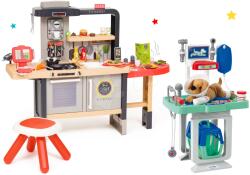 Smoby Set restaurant cu bucătărie electronică Chef Corner Restaurant Smoby și cărucior veterinar cu perfuzie și cățeluș (SM312303-24) Bucatarie copii