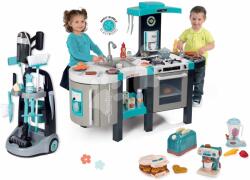 Smoby Set cărucior de curățenie și bucătărie cu bule Rowenta Trolley Smoby și set de electrocasnice de bucătărie cu un aspirator cu sunete (SM330319-7)