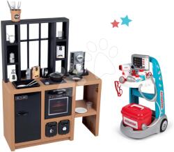 Smoby Set bucătărie modernă Loft Industrial și cărucior medical Smoby electronic cu sunete și lumini (SM312600-7) Bucatarie copii