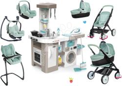 Smoby Set bucătărie electronică cu mașină de spălat și masă de călcat Tefal Cleaning Kitchen 360° Smoby și cărucior combinație triplă Maxi Cosi cu scaun auto și legăn (SM311050-6) Bucatarie copii