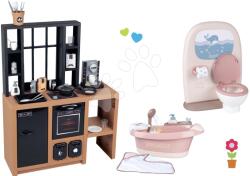 Smoby Set bucătărie modernă Loft Industrial Kitchen Smoby și toaletă cu baie pentru păpuși și cadă cu apă curgătoare și bule (SM312600-25) Bucatarie copii