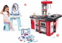 Smoby Set bucătărie și măsuță cosmetică Frozen Tefal Studio XXL Smoby electronică cu sunete magice și valiză pentru coafor (SM311025-31) Bucatarie copii