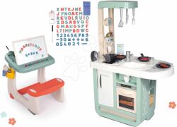 Smoby Set bucătărie și bancă școlară Cherry Kitchen Smoby cu funcții electronice și un set de magneți cu cifre și litere (SM310914-9) Bucatarie copii