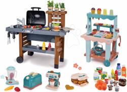 Smoby Set grătar pentru grădină cu electrocasnice pentru bucătărie Garden Kitchen Smoby cu bucătărie cu apă curentă și un stand de înghețată cu alimente (SM312004-2) Bucatarie copii