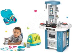 Smoby Set bucătărie cu echipament tehnic Tech Edition Smoby electronică și valiză veterinară cu pisicuță 4 sunete și 10 accesorii (SM311049-17) Bucatarie copii
