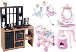 Smoby Set bucătărie modernă Loft Industrial Kitchen și măsuță cosmetică Prințesele Smoby cu scăunel și cărucior de servire (SM312600-21) Bucatarie copii