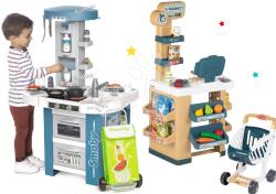 Smoby Set bucătărie cu echipament tehnic Tech Edition Smoby electronică cu supermarket și diferite produse cu geantă de cumpărături (SM311049-20) Bucatarie copii