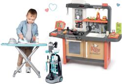 Smoby Set restaurant cu bucătărie electronică Kids Restaurant și masă de călcat Smoby cu fier de călcat și cărucior de curățenie cu aspirator cu sunete (SM312304-6) Bucatarie copii