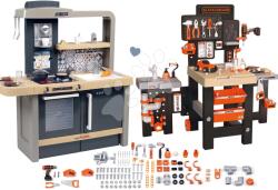 Smoby Set bucătărie electronică cu înălțime reglabilă Tefal Evolutive New Kitchen Smoby și atelier de lucru cu trei părți Mega Center (SM312308-2) Bucatarie copii