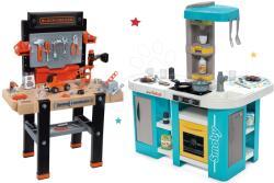 Smoby Set bucătărie de jucărie electronică Tefal Studio 360° XL Bubble Smoby și atelier de lucru Black+Decker cu sunete (SM311045-16) Bucatarie copii