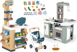Smoby Set bucătărie electronică cu bule magice Tefal Studio Kitchen XL Bubble 360° și magazin cu casă de marcat Market Smoby și scaner cu sunete și lumini (SM311053-12) Bucatarie copii