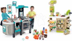 Smoby Set bucătărie electronică și stand Bio magazin alimentar Tefal French Touch Bubble Smoby cu sunete cu dozator de cereale și scaner cu lumină (SM311206-45) Bucatarie copii