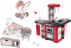 Smoby Set bucătărie și căsuță pentru păpușă Tefal Studio XXL Smoby electronică cu bule magice și cărucior adânc (SM311025-38) Bucatarie copii