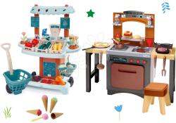 Ecoiffier Set bucătărie cu pizza și înghețată Pizzerie Ecoiffier accesibilă din mai multe părți cu stand de legume Bio și cărucior Organic 100% (ECO1693-2) Bucatarie copii
