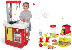 Smoby Set bucătărie electronică Bon Appetit Red&Green Smoby cu sunet şi aparat vafe, mixer, aparat de cafea şi gofriuri (SM310810-4) Bucatarie copii