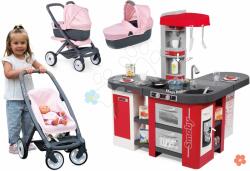 Smoby Set bucătărie Tefal Studio XXL Smoby cu bule magice şi cu cărucior pentru păpuşă de jucărie 3in1 Maxi Cosi & Quinny (SM311025-7) Bucatarie copii
