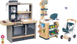 Smoby Set bucătărie electronică cu înălțime reglabilă Tefal Evolutive New Kitchen Smoby și magazin Market cu casă de marcat și scaner cu sunete și lumini (SM312308-13) Bucatarie copii
