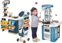 Smoby Set bucătărie cu echipament tehnic Tech Edition Smoby electronică cu supermarket Maxi Market și frigider (SM311049-1) Bucatarie copii