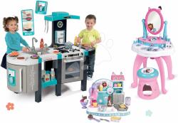 Smoby Set bucătărie electronică și măsuță cosmetică Gabby Tefal French Touch Bubble Smoby cu bule magice și bucătarul jucăuș cu producția de înghețată (SM311206-35) Bucatarie copii