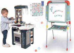 Smoby Set bucătărie și tablă pentru cretă Tefal Studio Kitchen 360° Smoby electronică, cu sunete realiste, cu magneți, reglabilă în înălțime (SM311056-16) Bucatarie copii