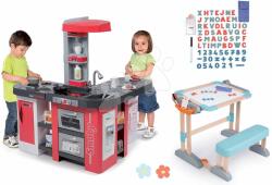 Smoby Set bucătărie și bancă din lemn Tefal Studio XXL Smoby electronică cu bule magice și 80 de accesorii pentru scris și desenat (SM311025-41) Bucatarie copii