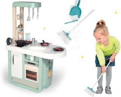 Smoby Set bucătărie de jucărie Cherry Kitchen cu sunete Smoby și set de curățenie cu mătură și făraș (SM310909-3) Bucatarie copii